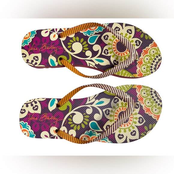 Vera Bradley Shoes - VERA BRADLEY slip on thong floral colorful sandals size L 7-8 NWOB